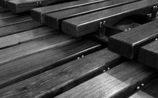 close-up of marimba notes